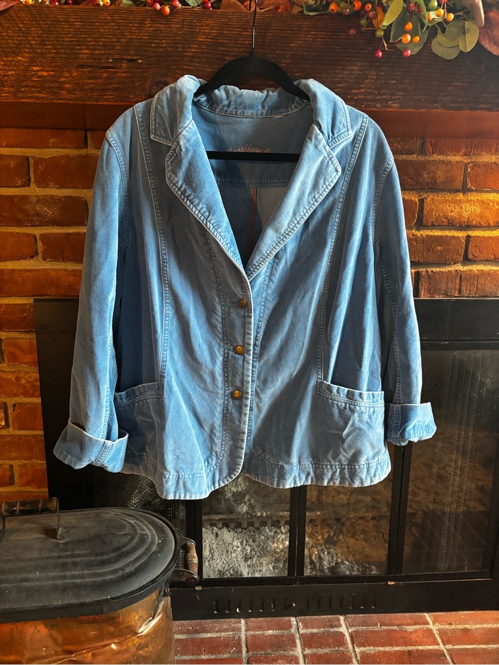 Caribbean Joe Light Blue Velvet Corduroy Blazer Jacket Women’s Large